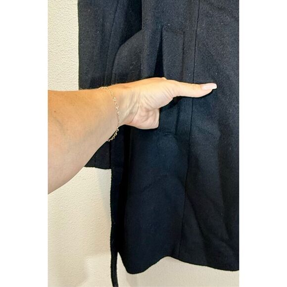 NWOT Cole Haan Rabbit Hair & Wool Blend Belted Hooded Mid Women's Coat Size 8US - Picture 4 of 13